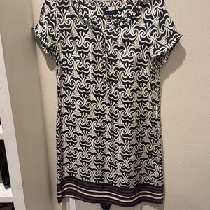 Banana Republic Black and Cream Geometric Blouse